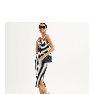 Nine West Black and White Striped Maxi Tank Dress